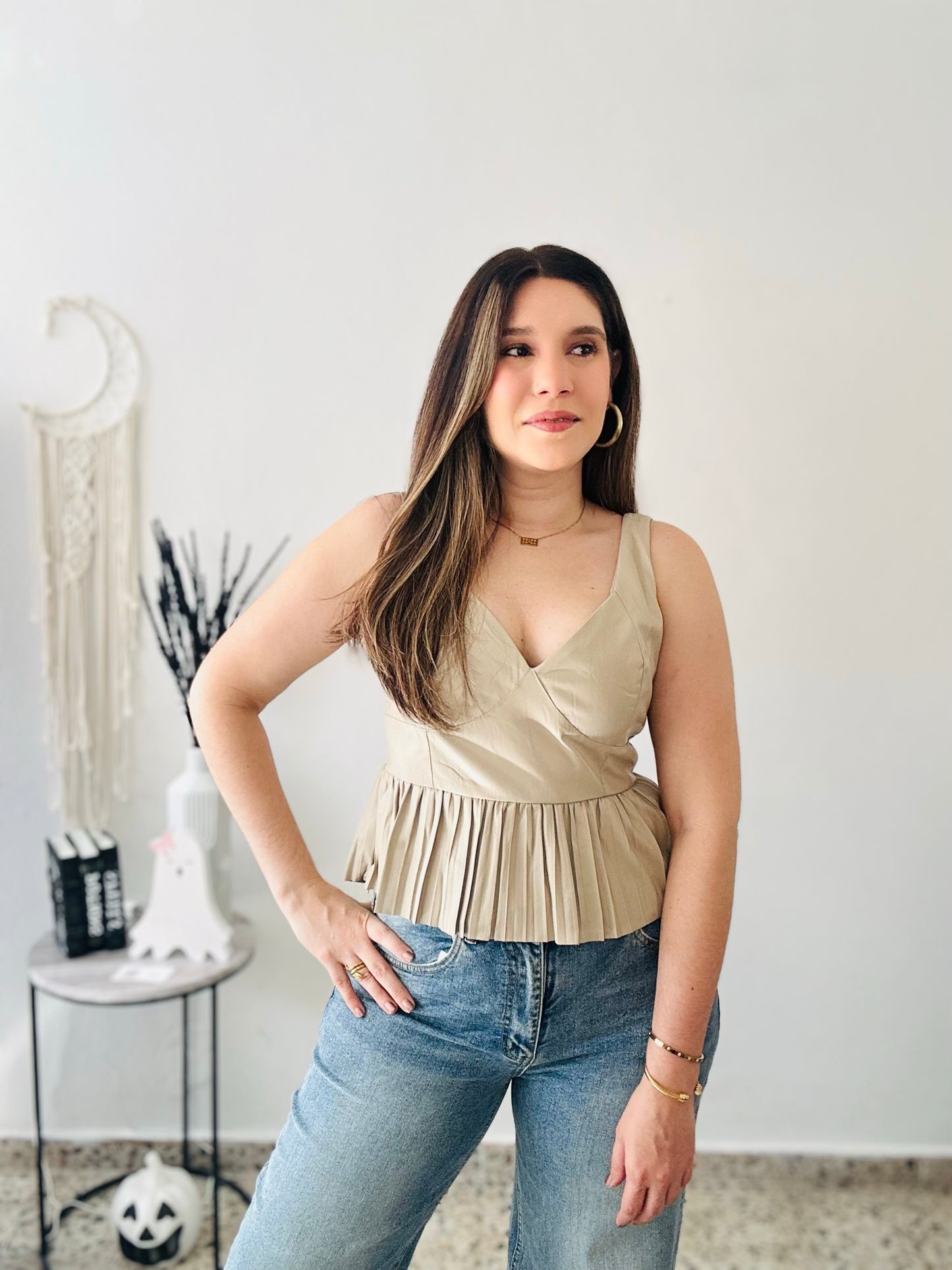 Chic Pleated Leather Top