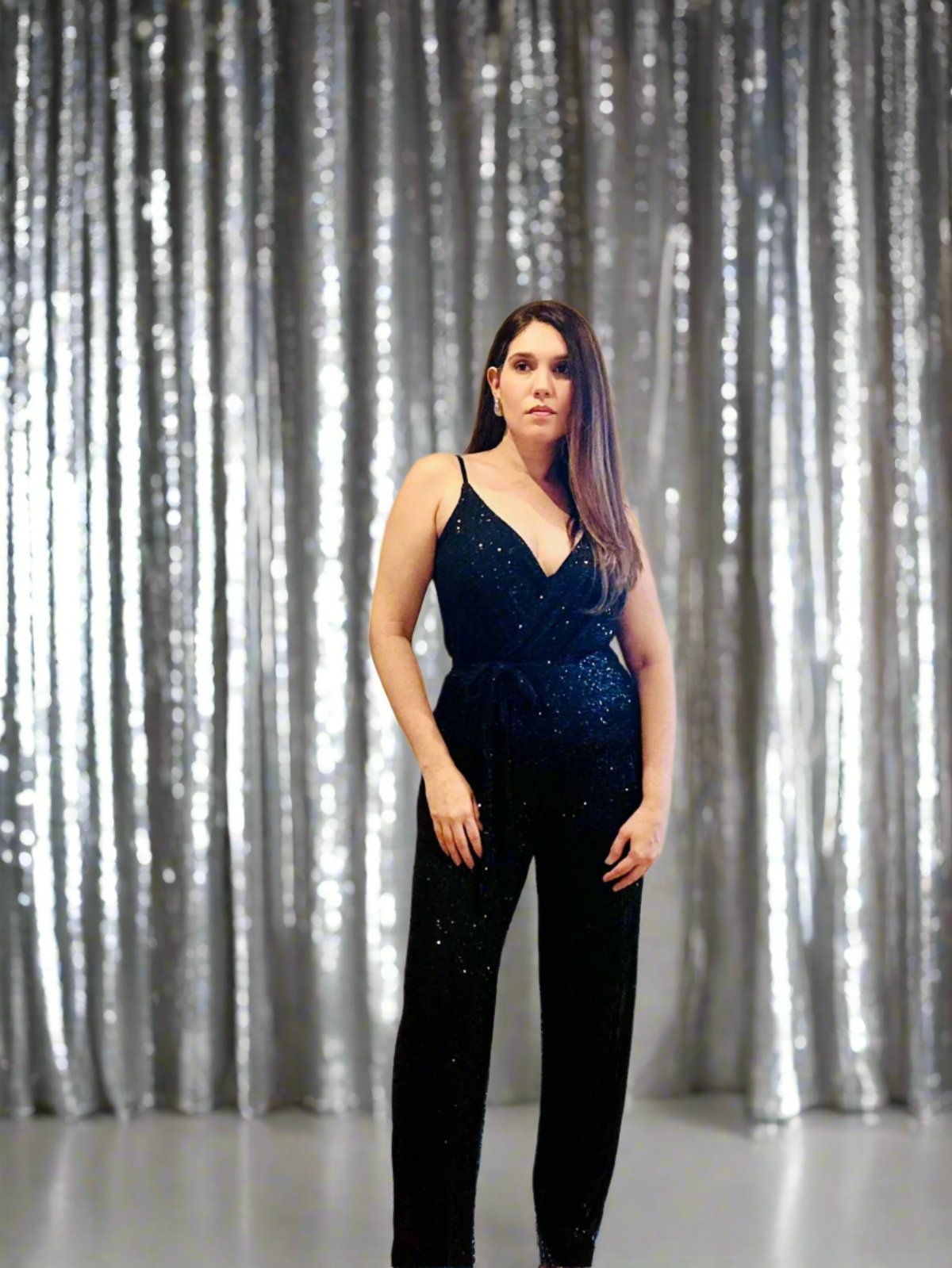 black sequins jumpsuit