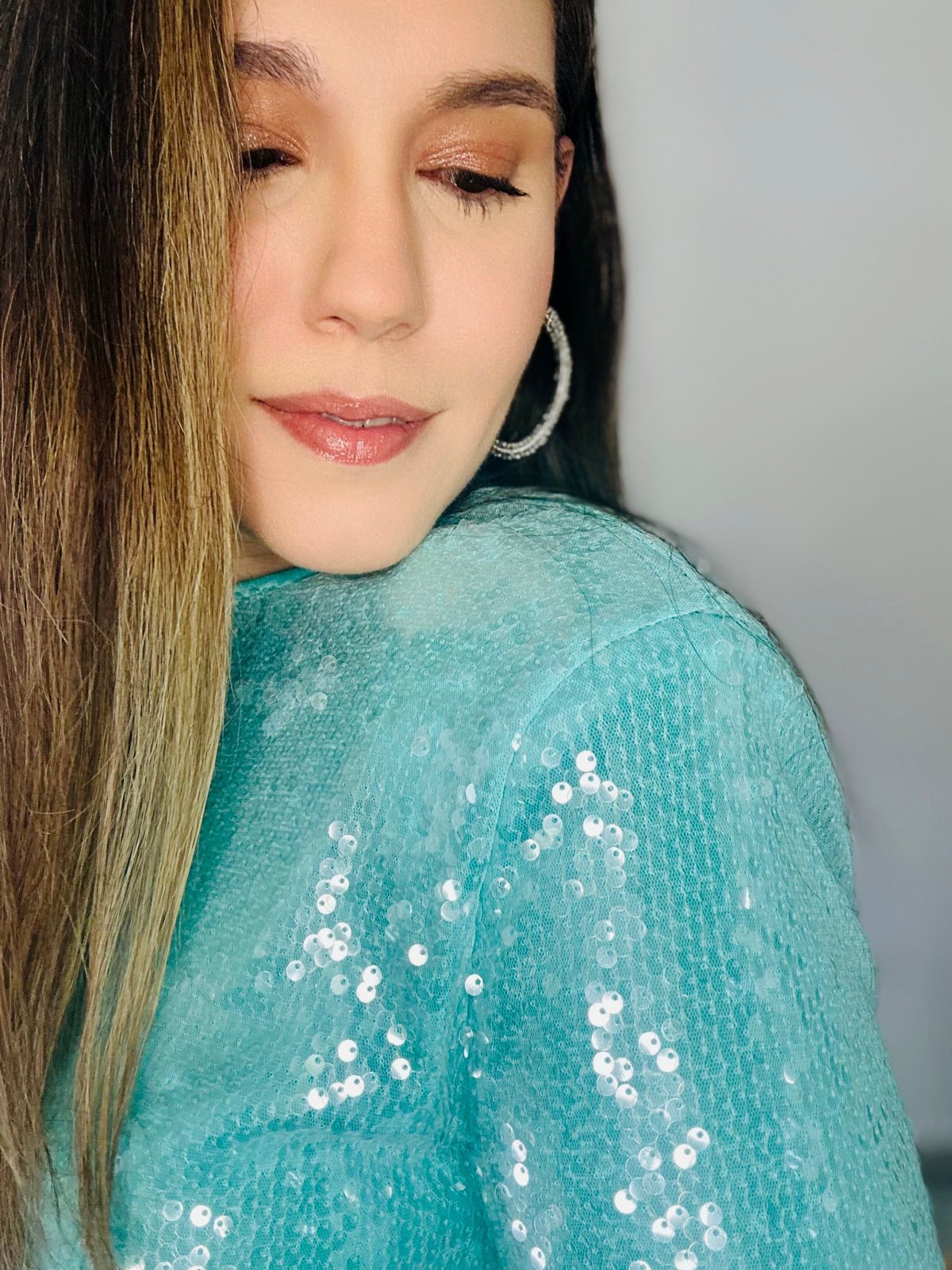 mint sequins top