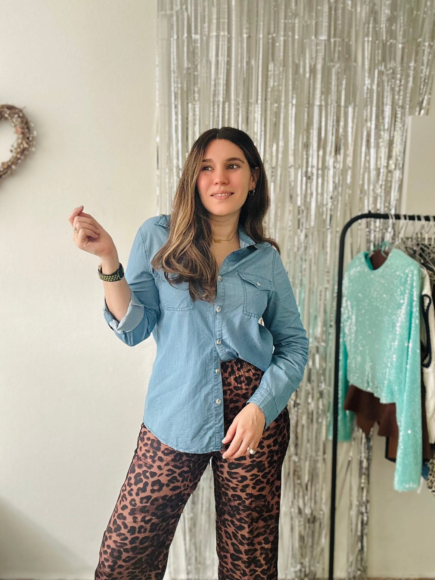 Leopard Tape-Trim Pants
