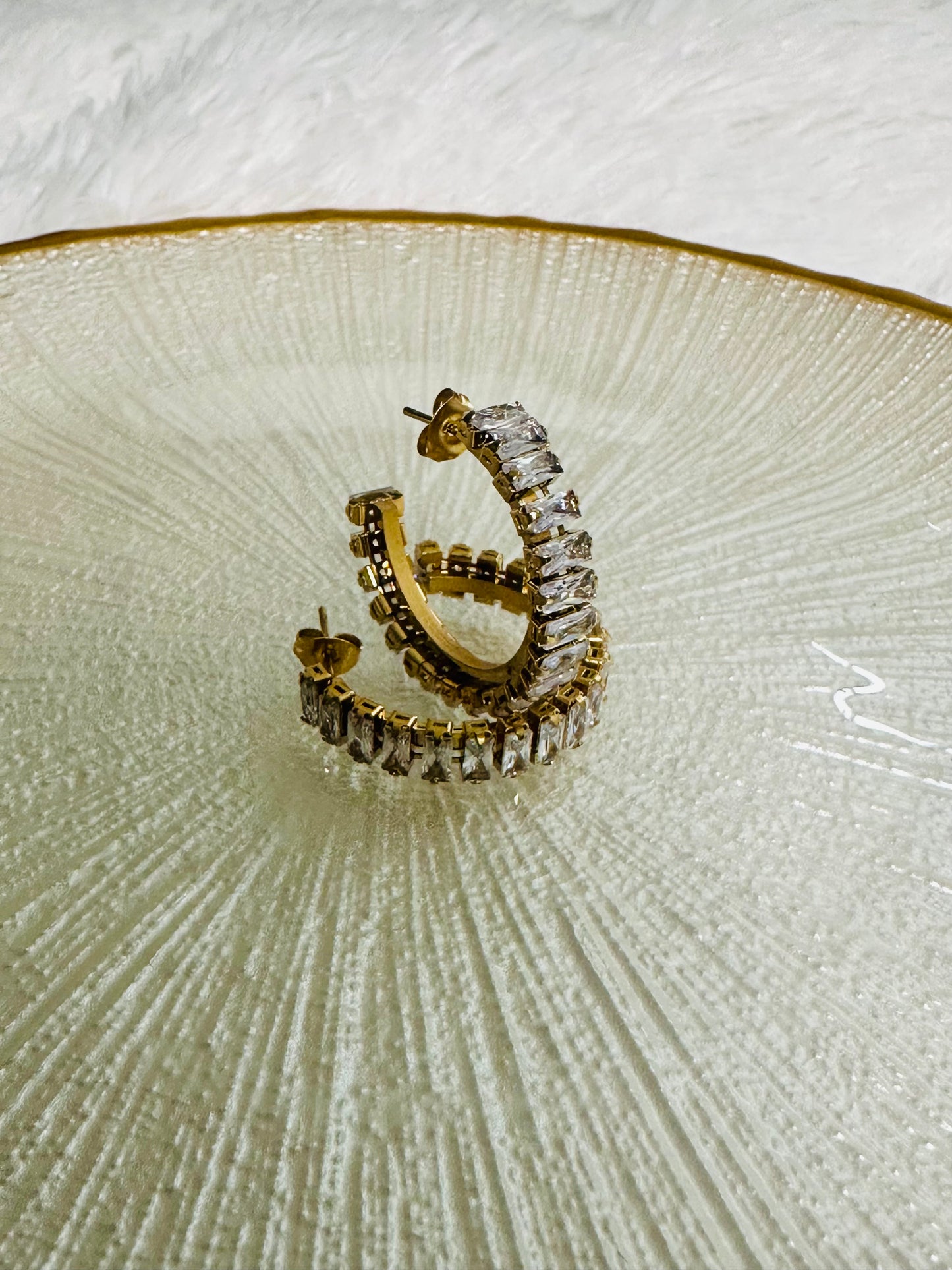 Sparkle Baguette Hoops