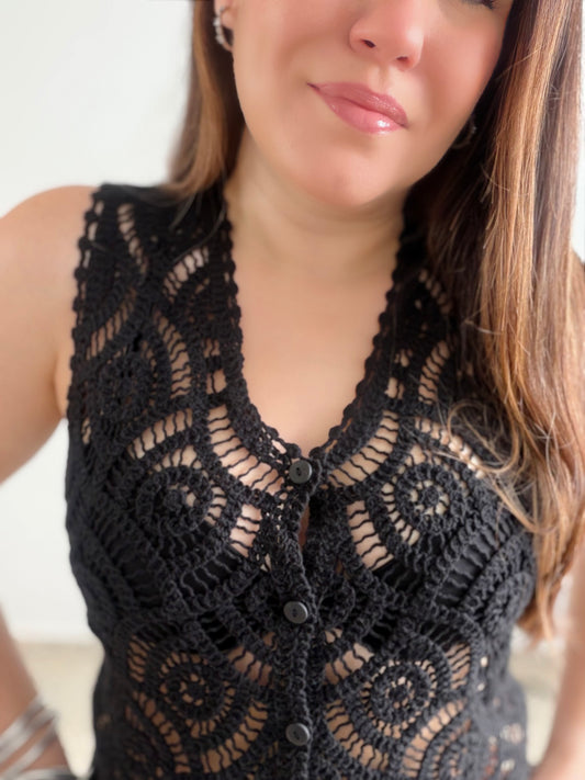 Amalfi Crochet Button Top