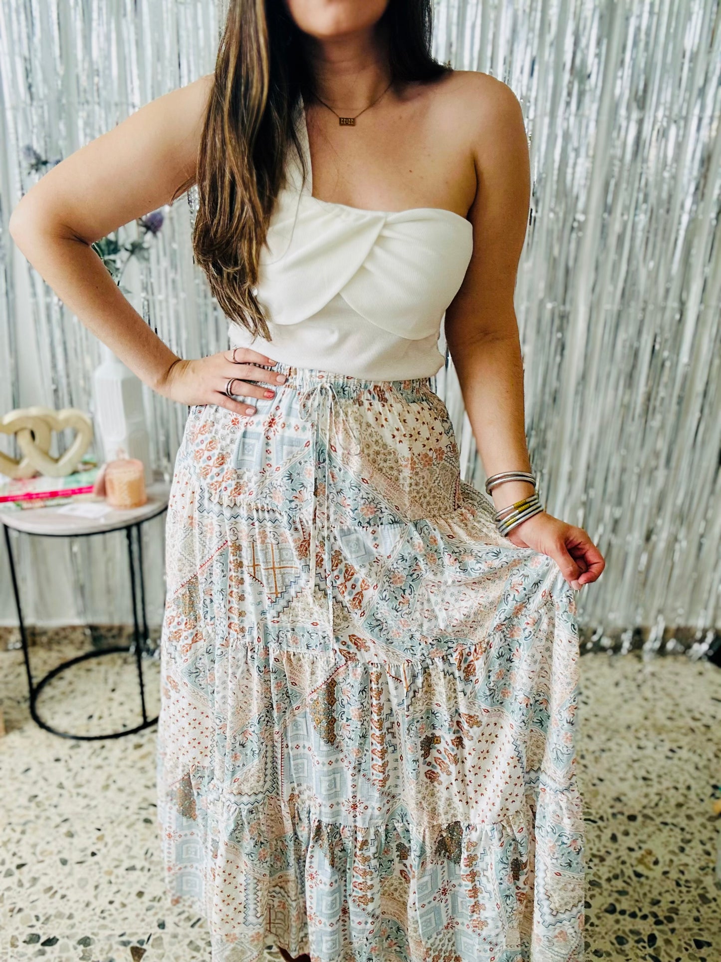 Boho Patchwork Maxi Skirt
