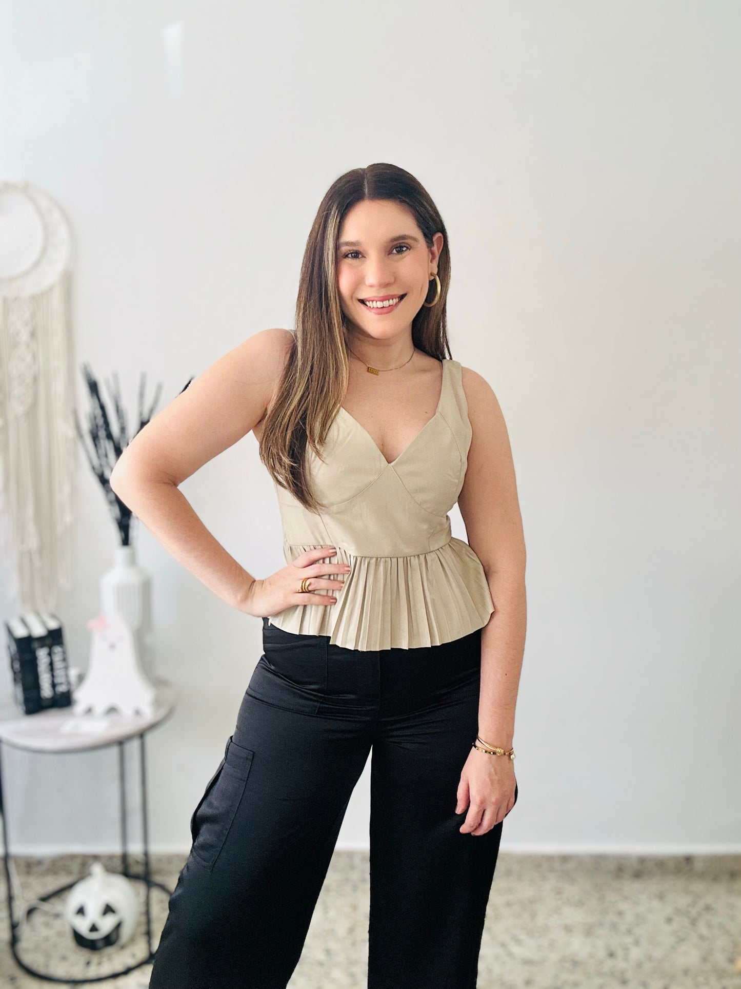 Chic Pleated Leather Top