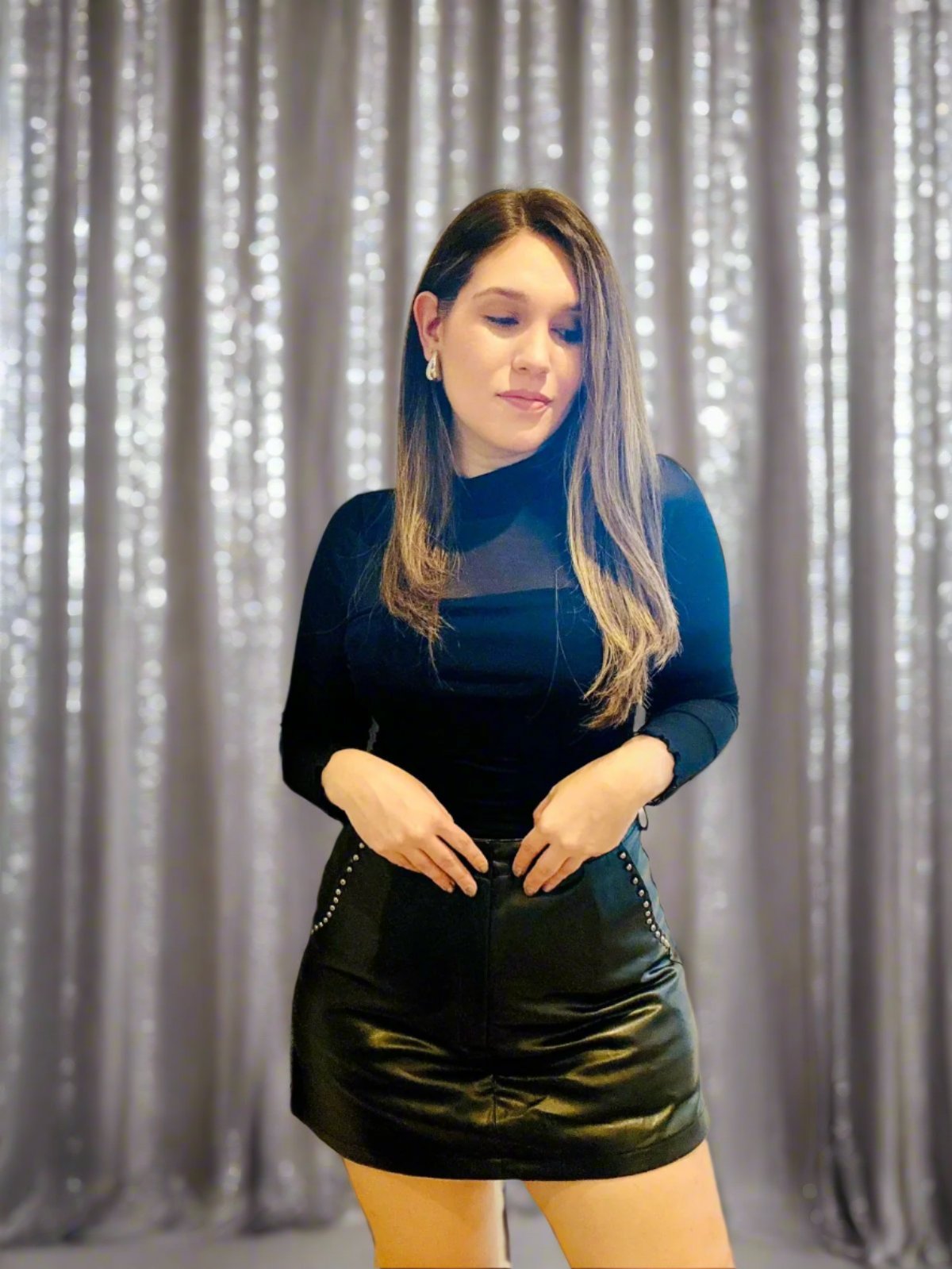 faux leather skort