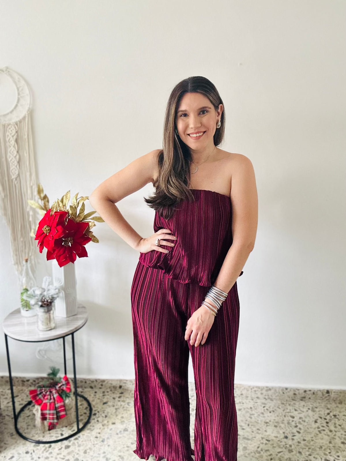 Merlot Pleated Jumpsuit