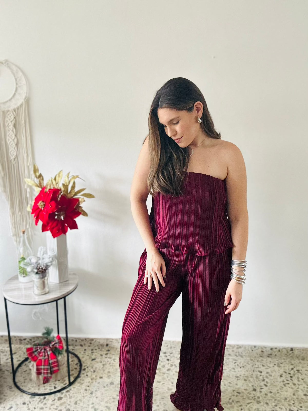 Merlot Pleated Jumpsuit