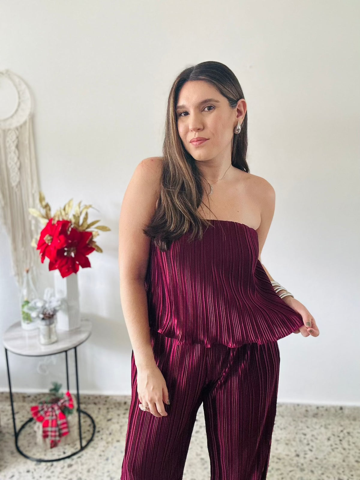 Merlot Pleated Jumpsuit