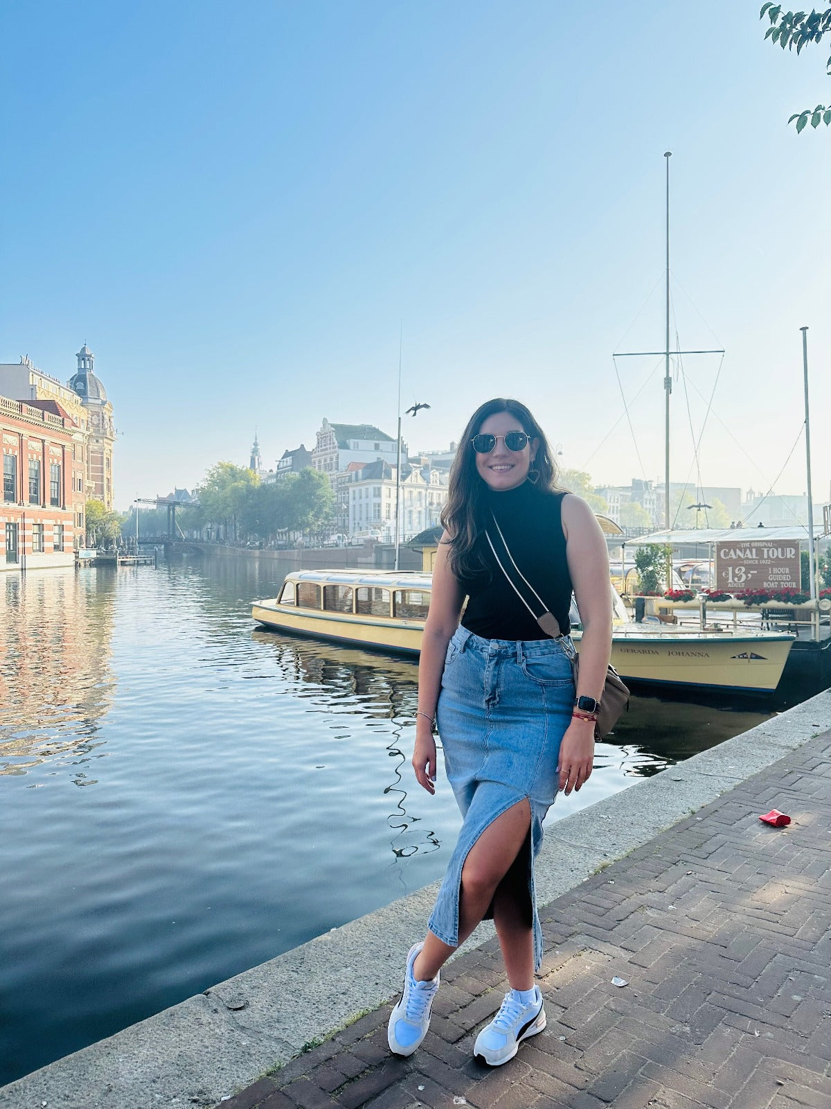 Midi denim skirt